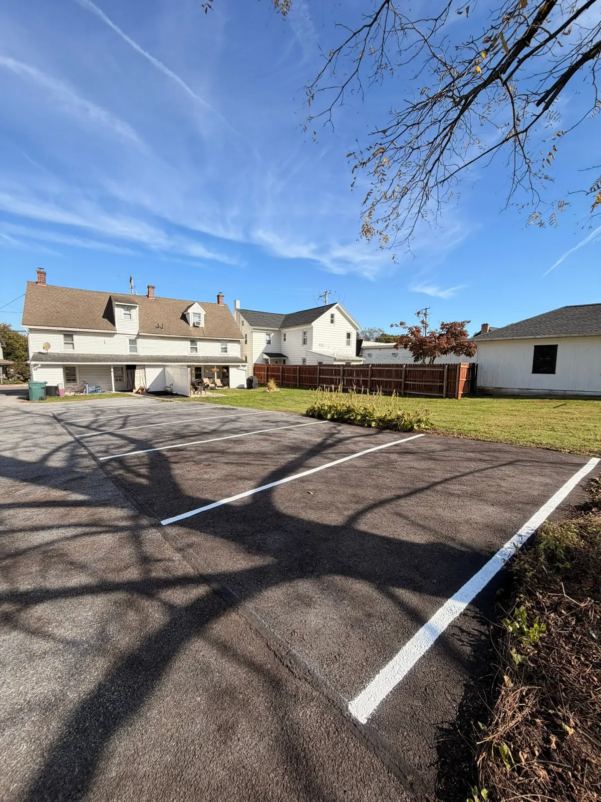 White stall lines on a small residential property lot